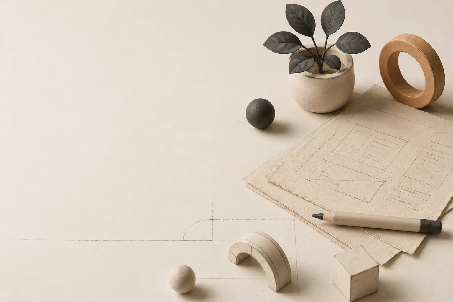 A calm editorial workspace — reflecting the Roumr approach to thoughtful, focused work