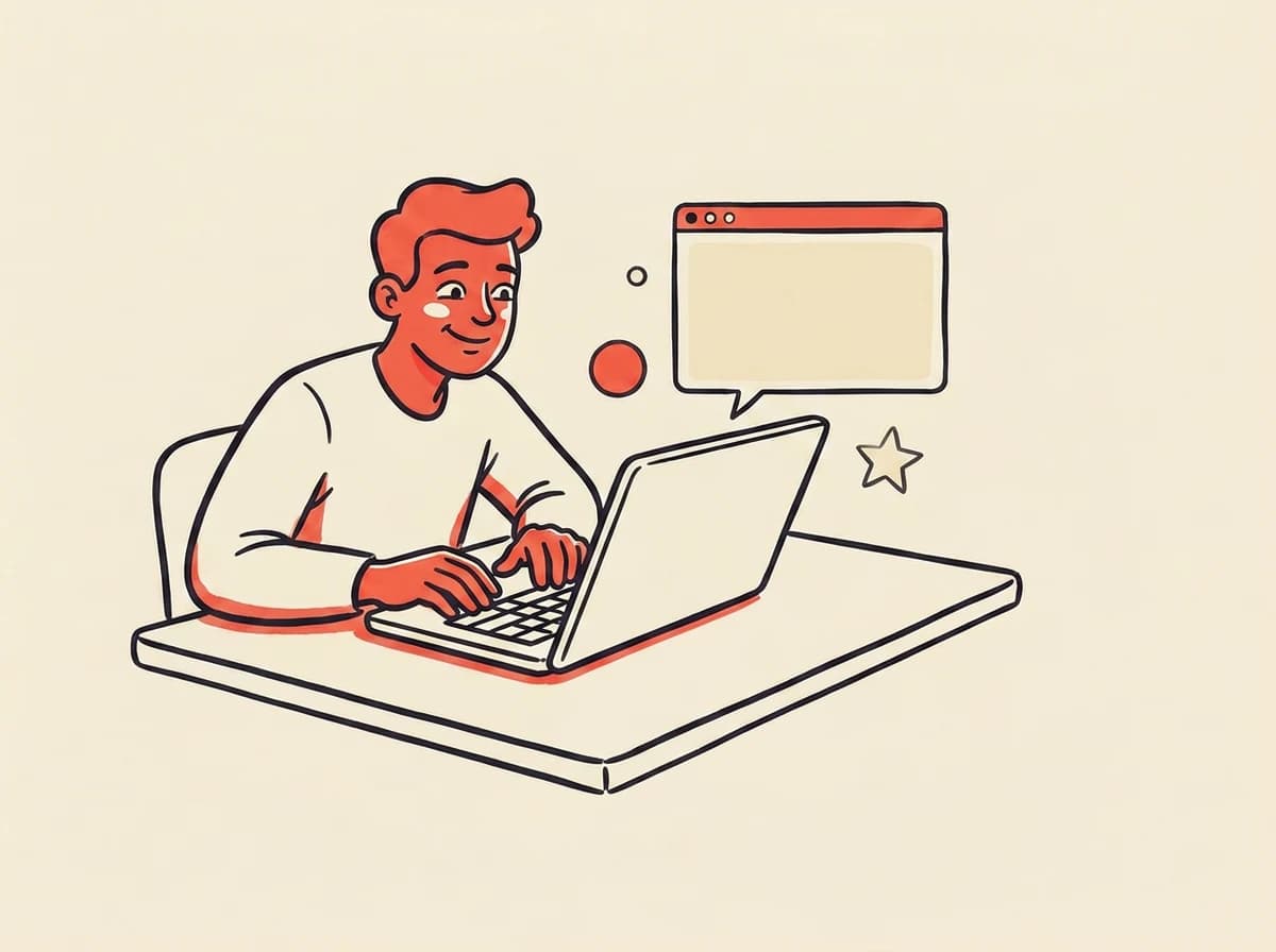 Roumr building a website at a laptop
